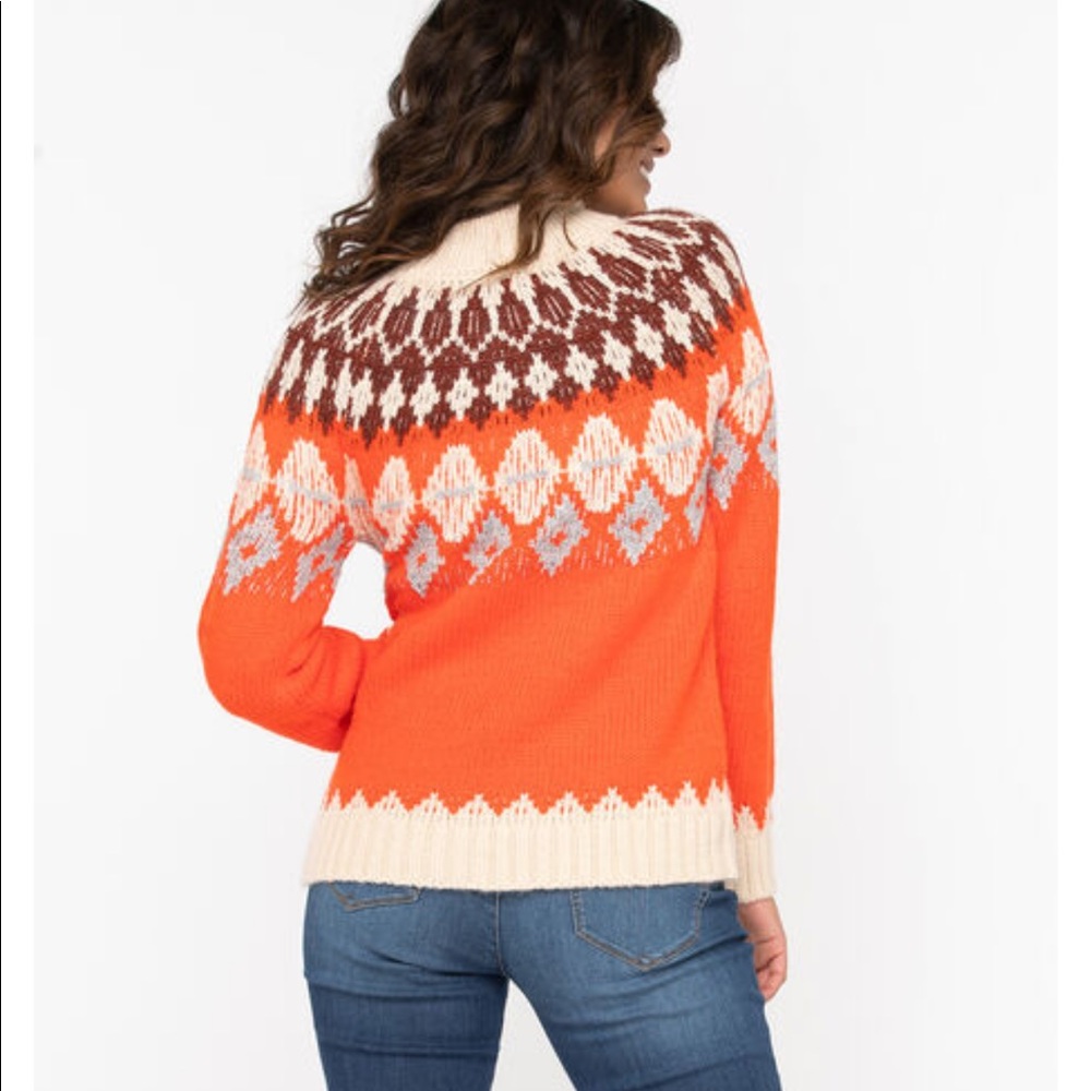 FAIR ISLE MOCK NECK SWEATER SMALL - Picture 3 of 11